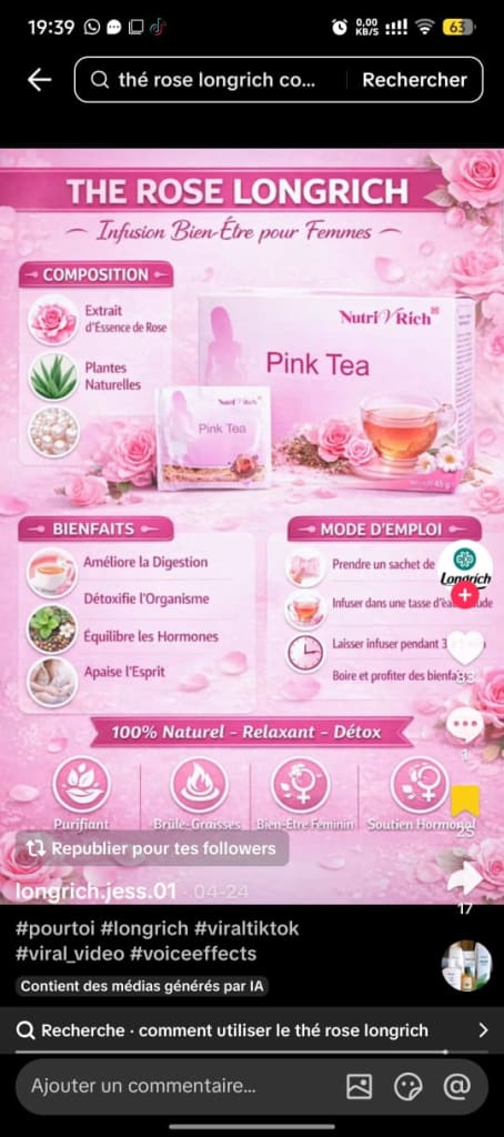 Thé rose longrich