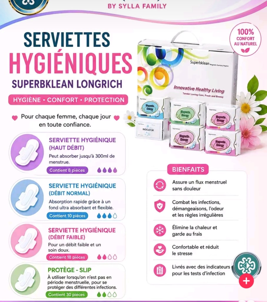Serviettes hygiéniques longrich