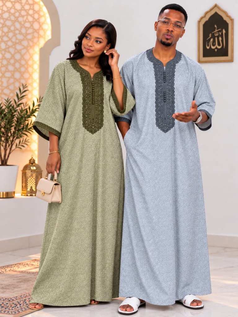 Abaya kashmir courte manche homme et femme